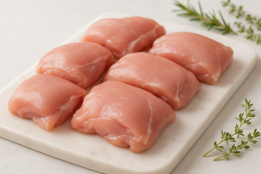 Juicy, tender, and full of flavor — our Fresh Chicken Thigh Boneless is perfect for those who love rich taste with soft texture. These skinless, boneless thigh pieces are cut from premium-quality, farm-raised chicken and cleaned under strict hygiene standards. Ideal for grilling, roasting, curries, or pan-frying, they offer more moisture and flavor than breast meat. Packed fresh with no added water or preservatives — just pure, ready-to-cook goodness.